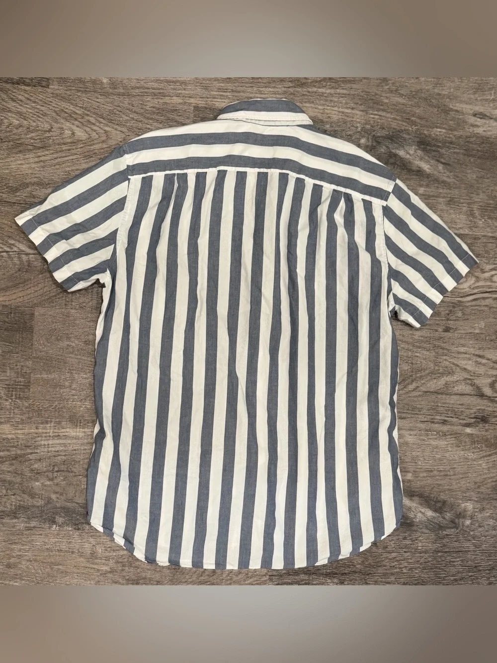 Vintage J.Crew Men’s L Striped Button Down Shirt 100% Cotton Y2K Blue/Grey White